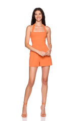 open back halter tie romper