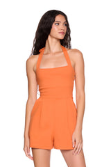 open back halter tie romper