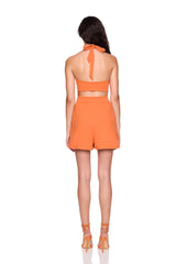 open back halter tie romper