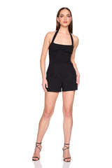 open back halter tie romper