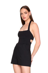 open back halter tie romper