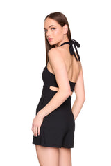 open back halter tie romper