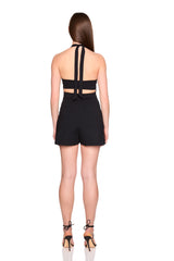 open back halter tie romper