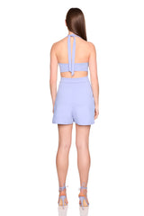 open back halter tie romper
