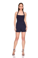 open back halter tie romper