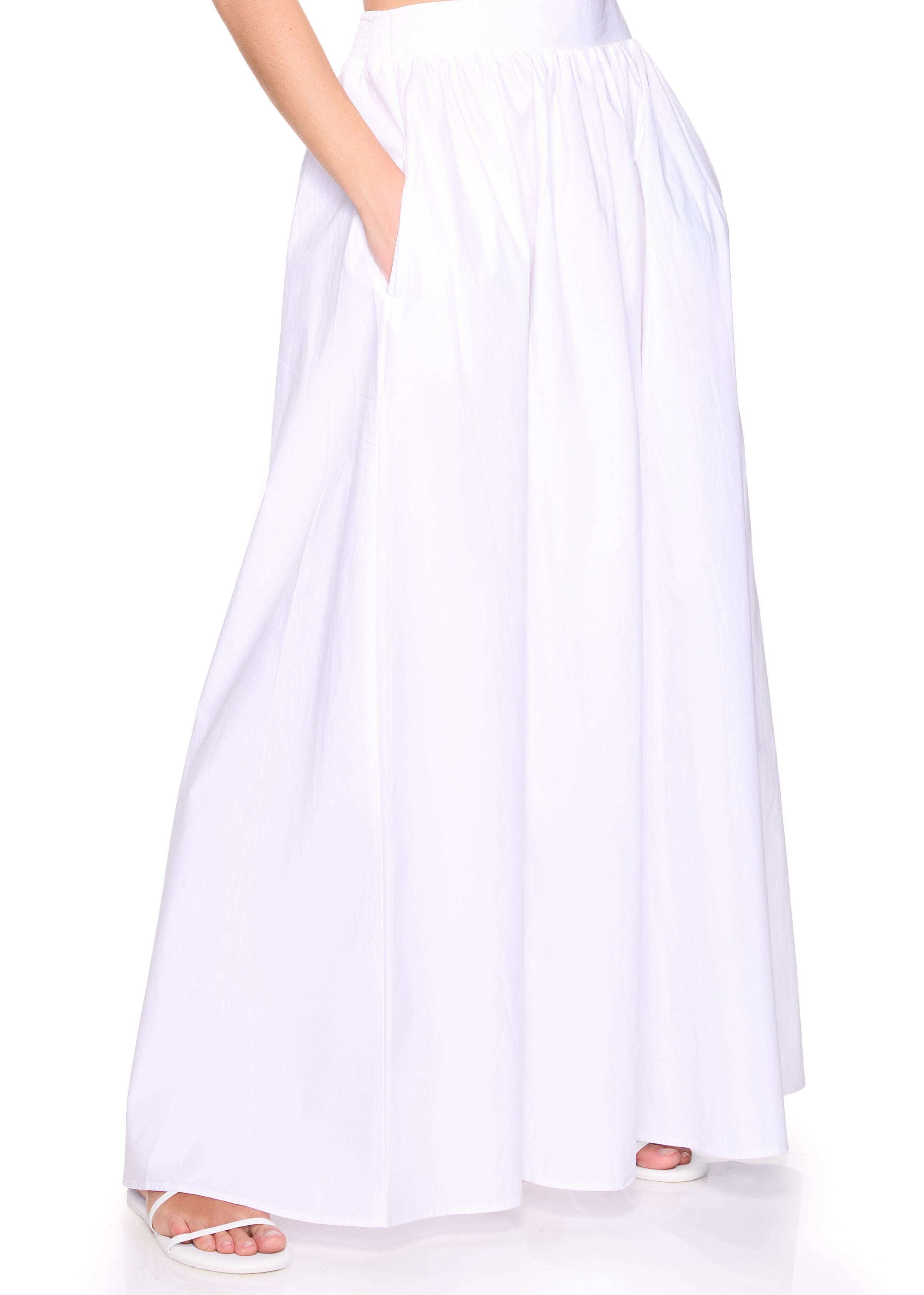 poplin long pocket skirt