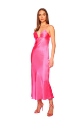 silk square wire bias dress