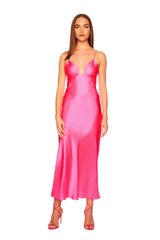 silk square wire bias dress