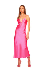 silk square wire bias dress