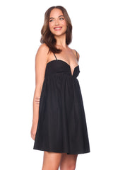poplin lace up back dress