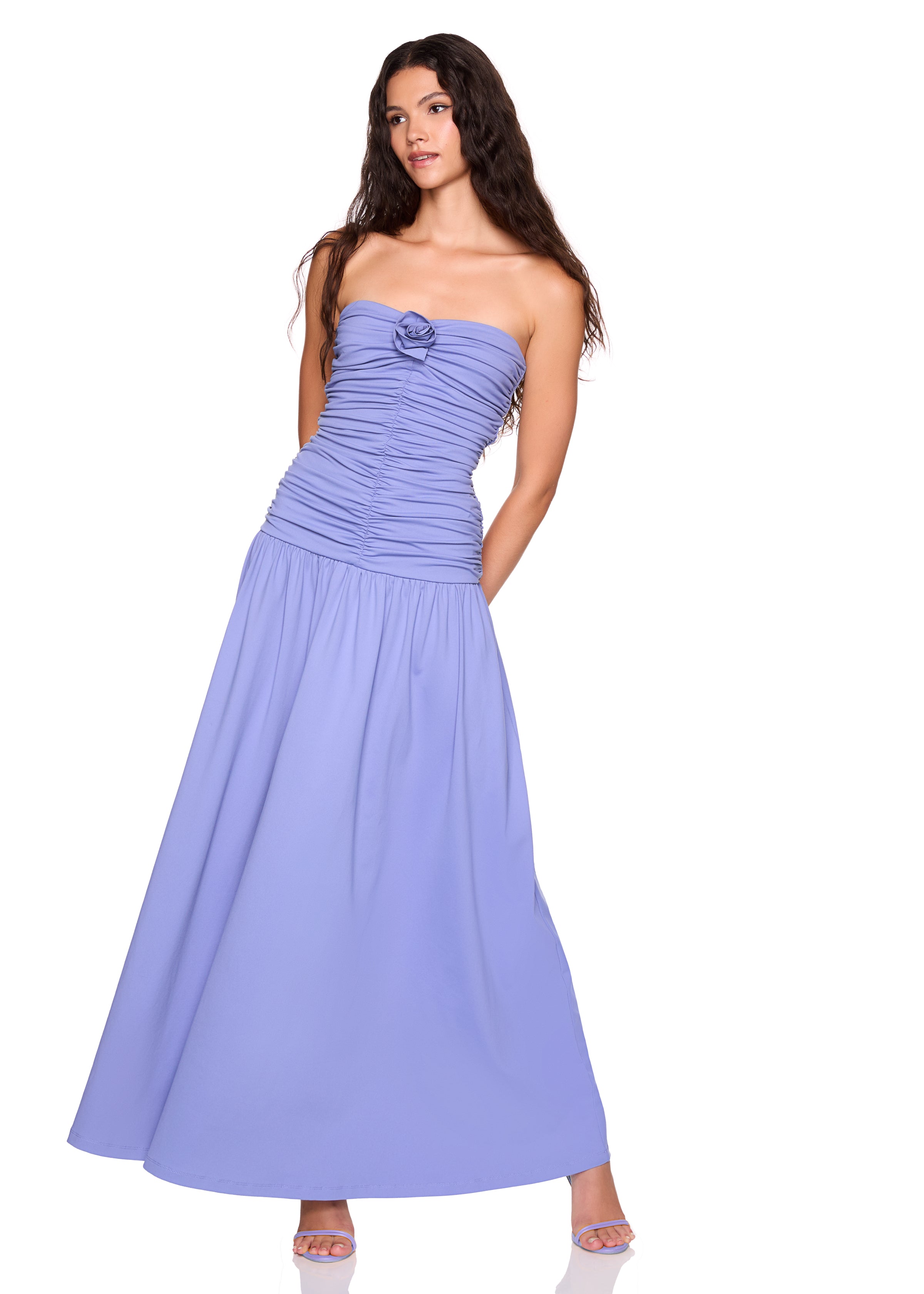 center gathered flower tube dress