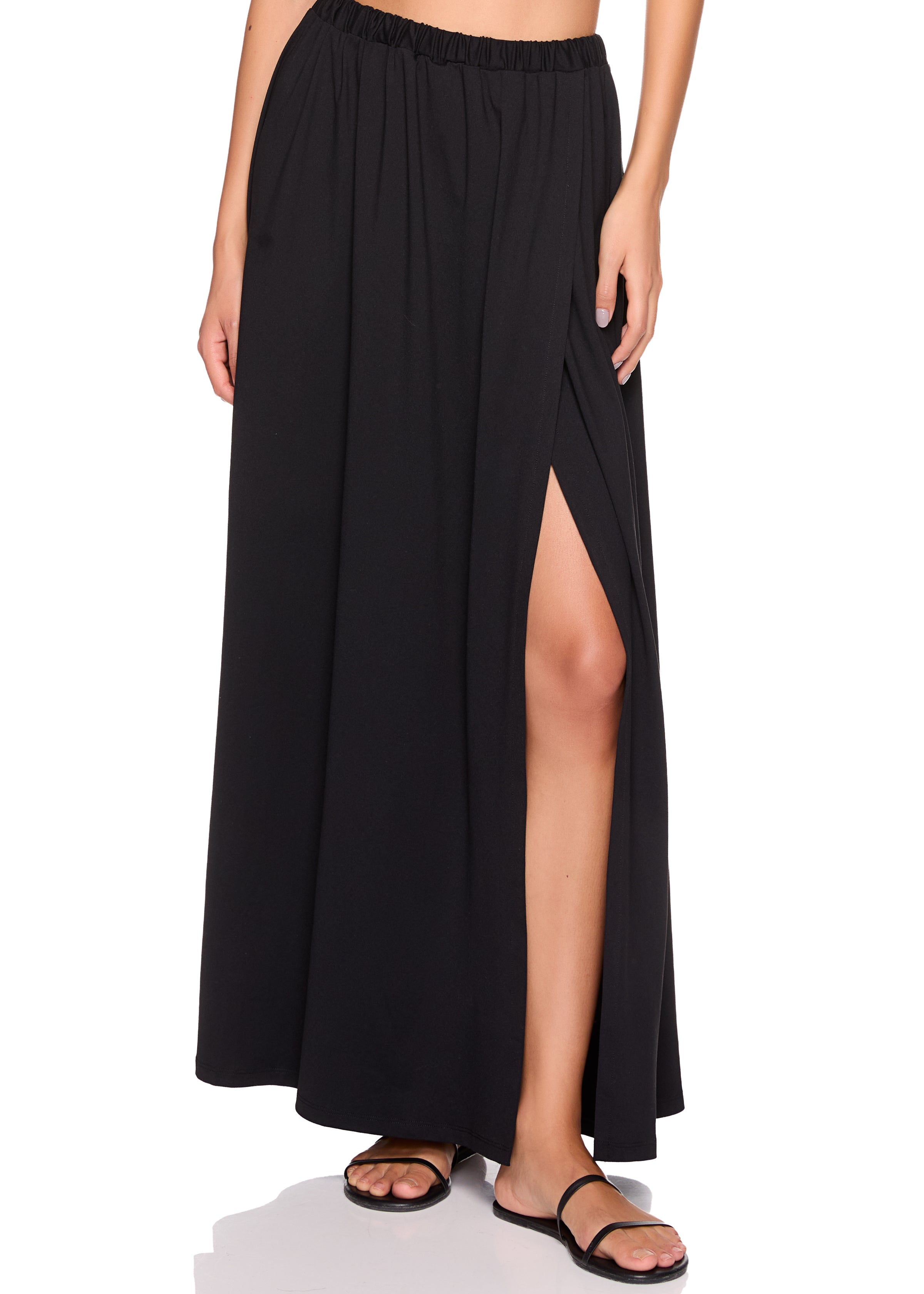 high slit wrap skirt
