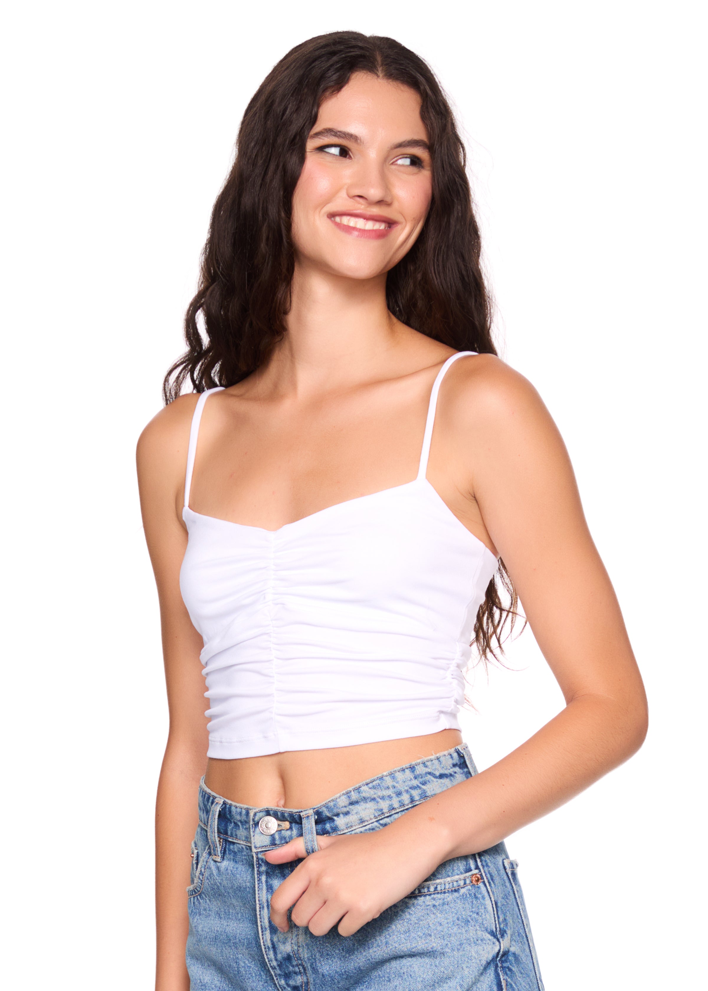 string gathered center string top