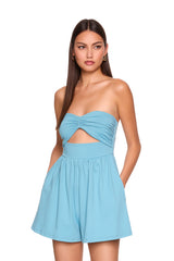 gathered center open romper