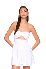 gathered center open romper