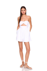 gathered center open romper
