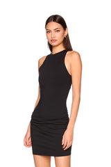 racer gathered mini dress