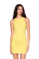 racer gathered mini dress