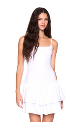string drop waist double ruffle dress