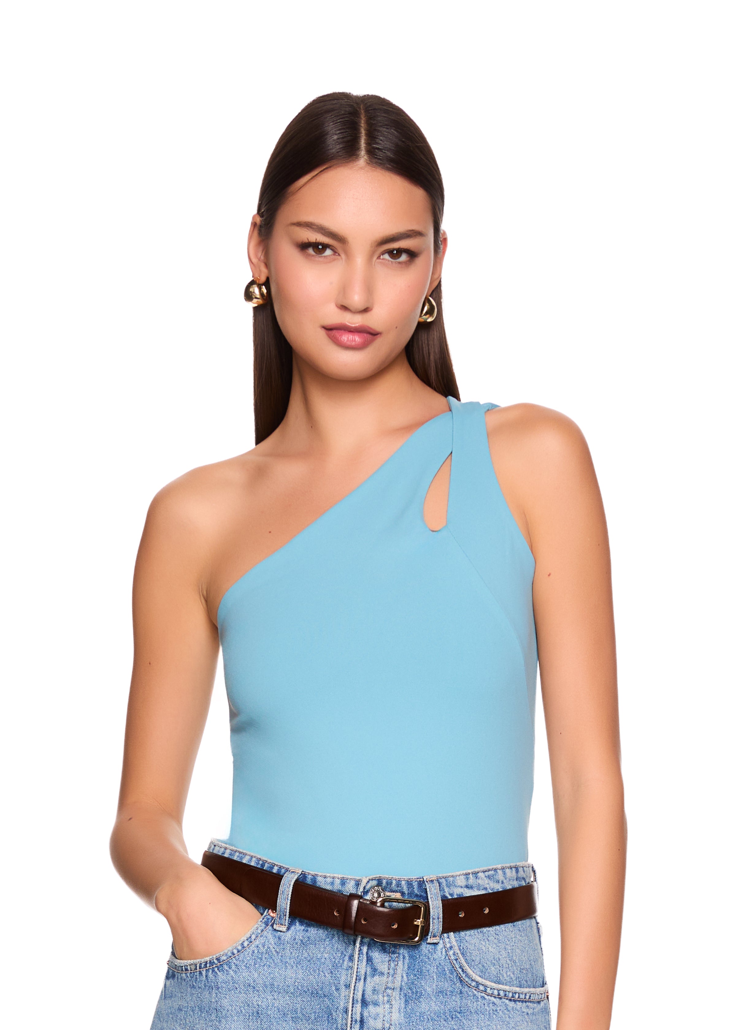cross strap one shoulder top