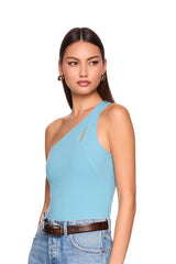cross strap one shoulder top