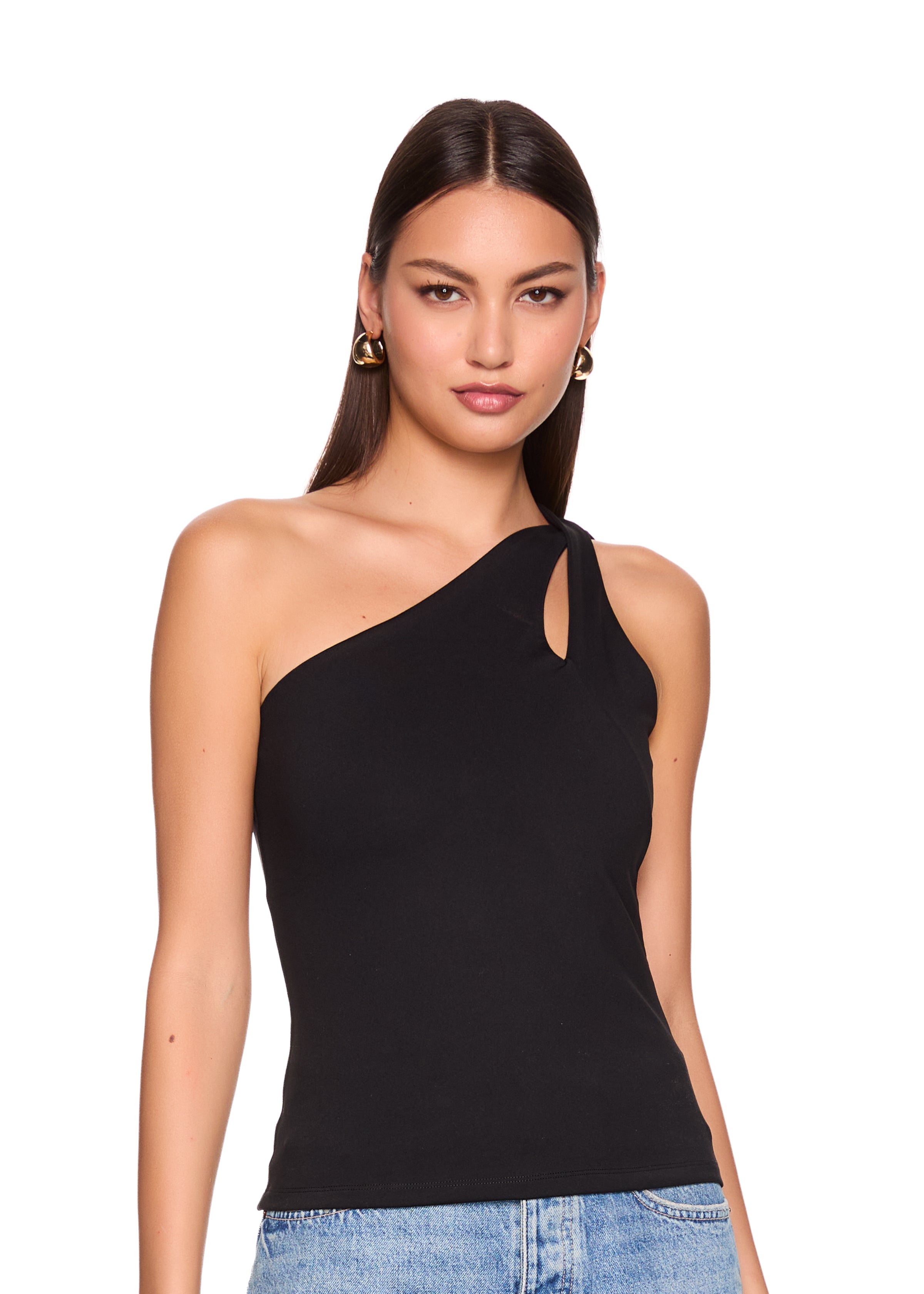 cross strap one shoulder top