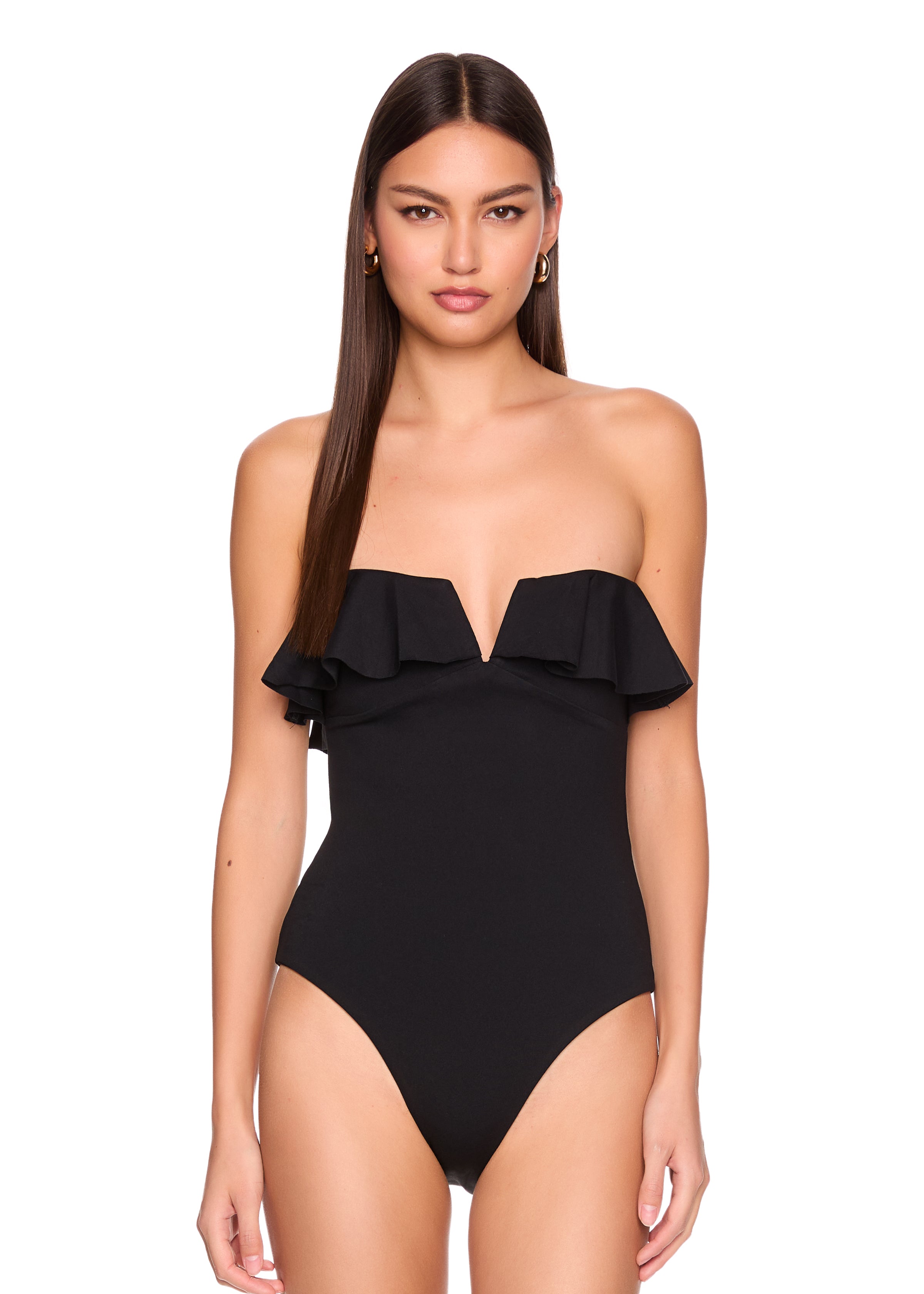 swim ruffle v wire one piece
