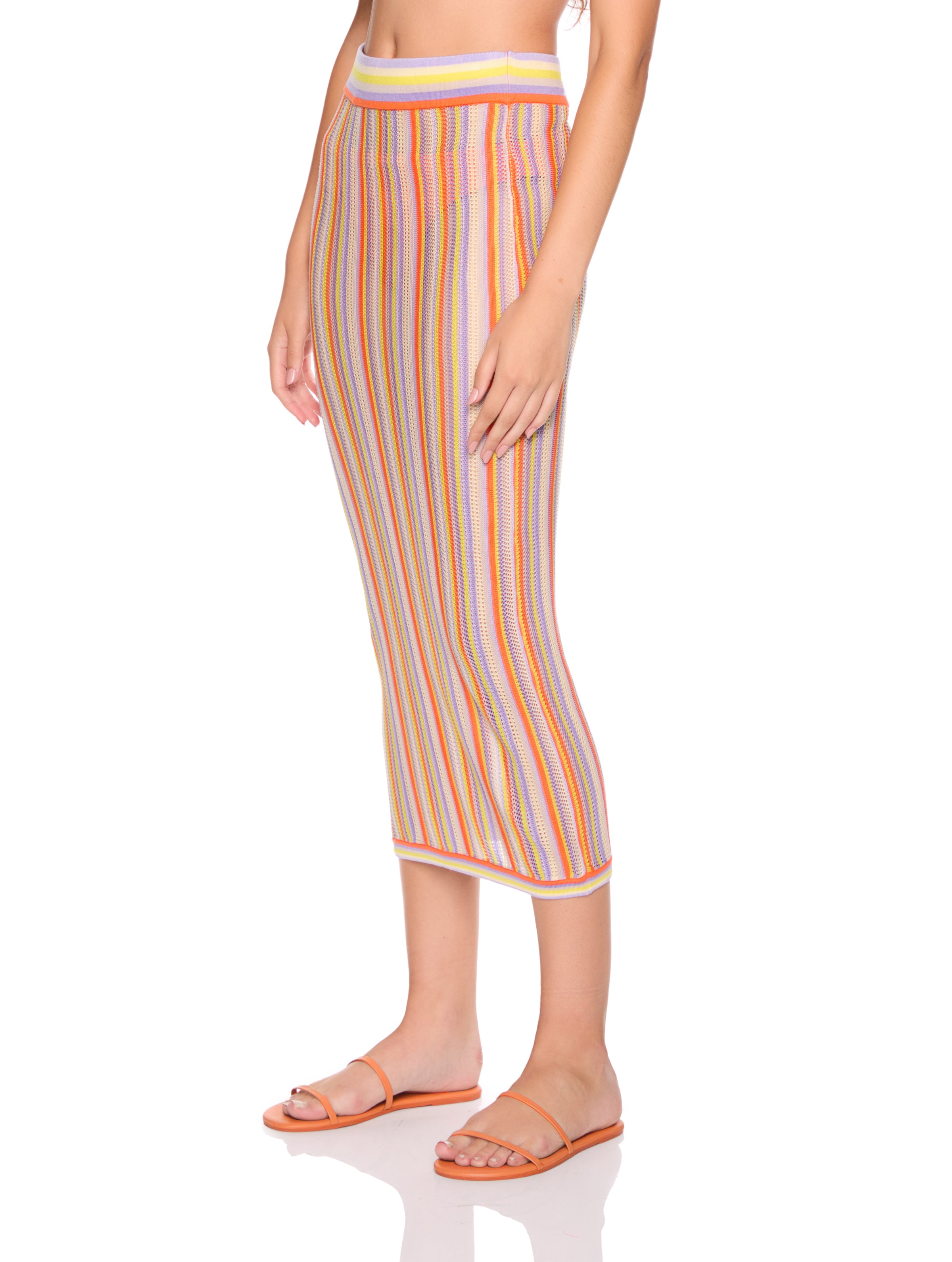 stripe sweater midi skirt