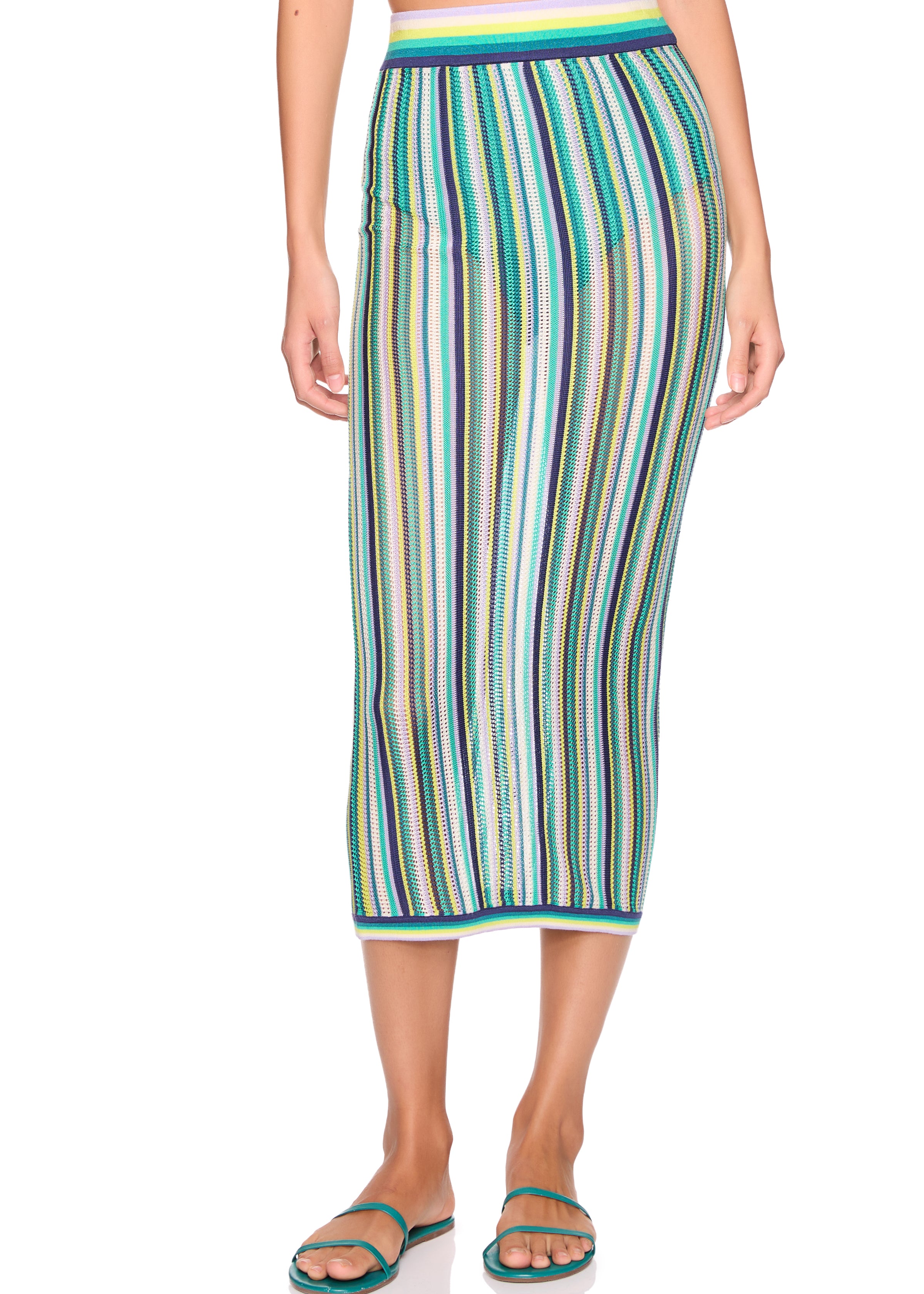 stripe sweater midi skirt