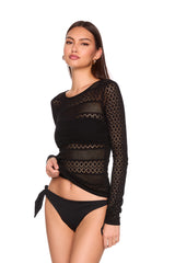 pointelle sweater crew ls