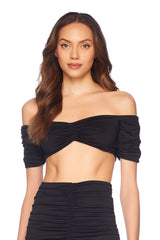 gathered off the shoulder micro top