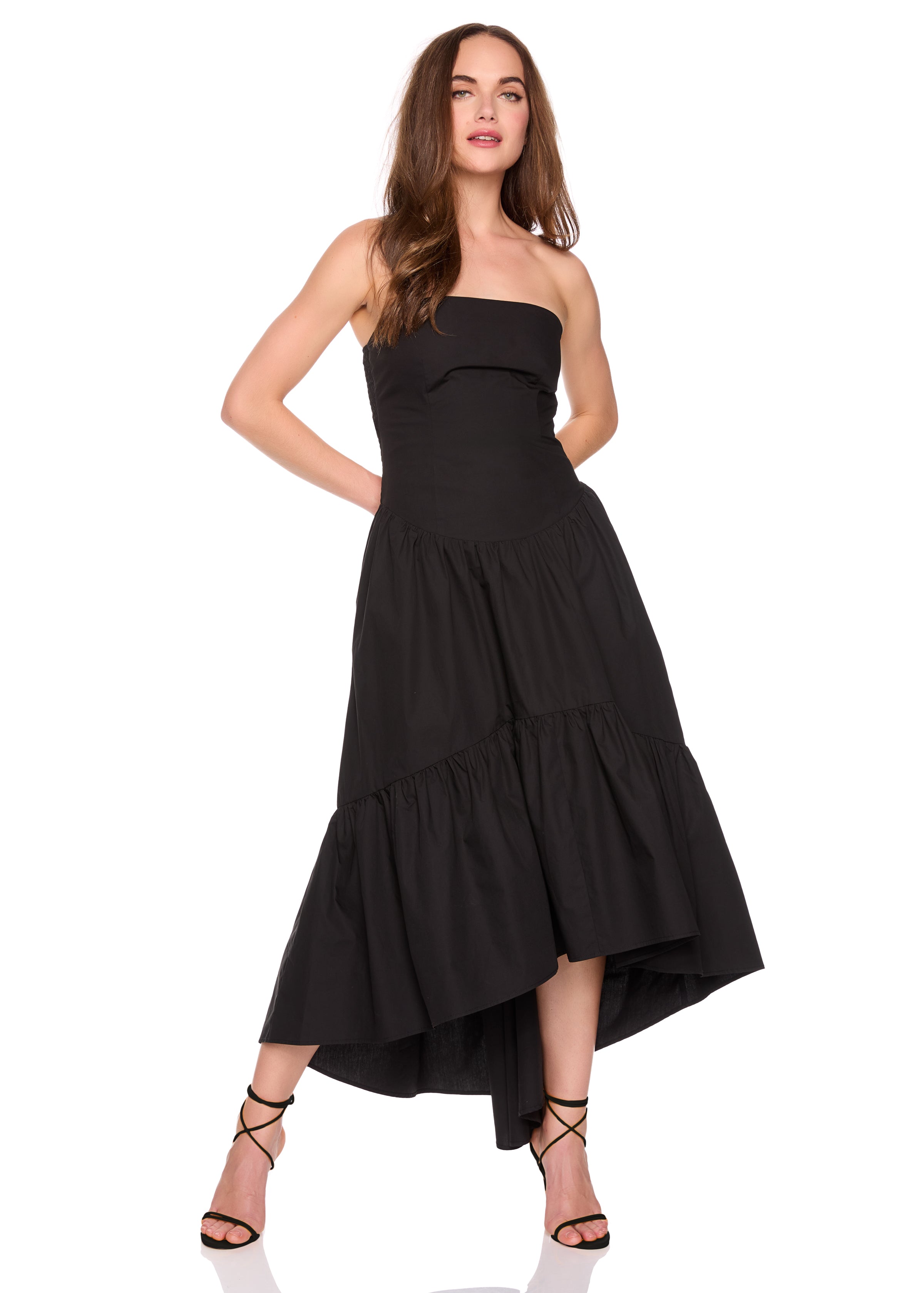 poplin tube high low dress