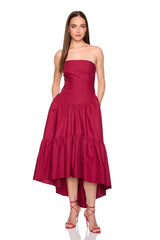 poplin tube high low dress
