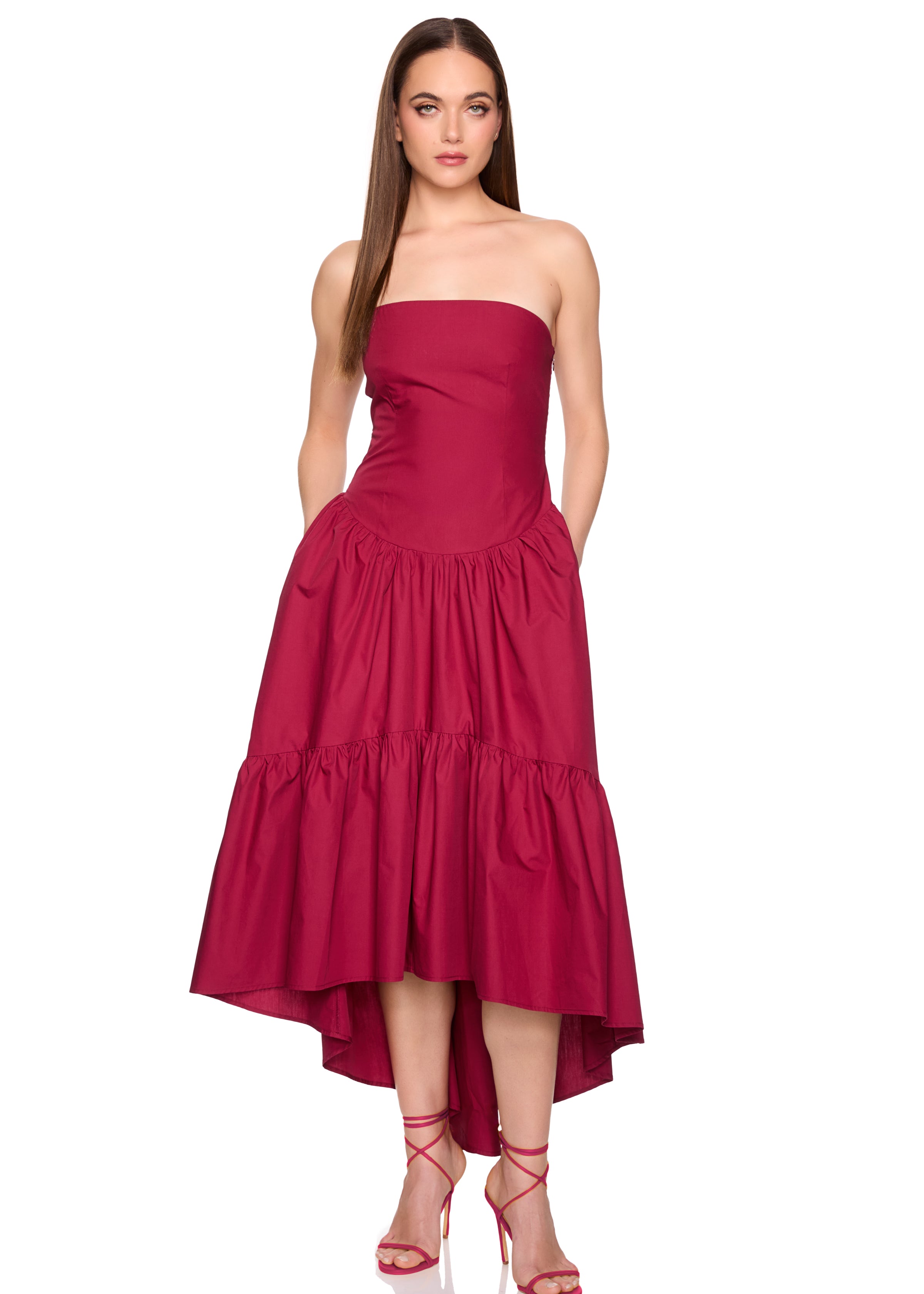 poplin tube high low dress