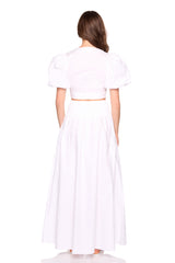 poplin bubble sleeve tie front top