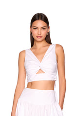 poplin twist front tie back top