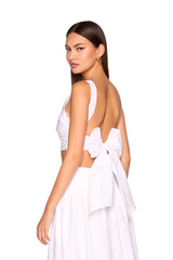 poplin twist front tie back top