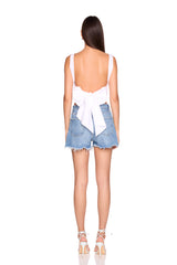 poplin twist front tie back top