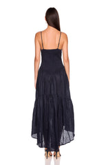 solid linen string high low dress