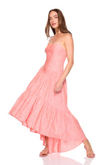 stripe linen string high low dress