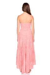 stripe linen string high low dress