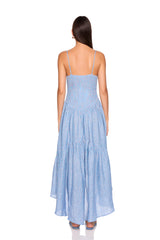 stripe linen string high low dress