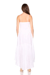 solid linen string high low dress