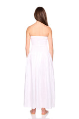 solid linen smocked waist tube maxi dress