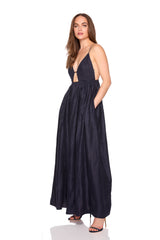 solid linen empire waist dress