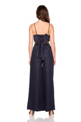 solid linen tie back top