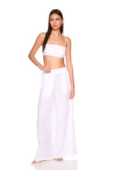 solid linen tie back top