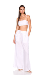 solid linen tie back top