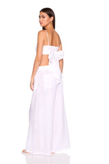 solid linen tie back top