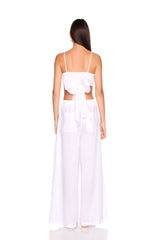 solid linen tie back top